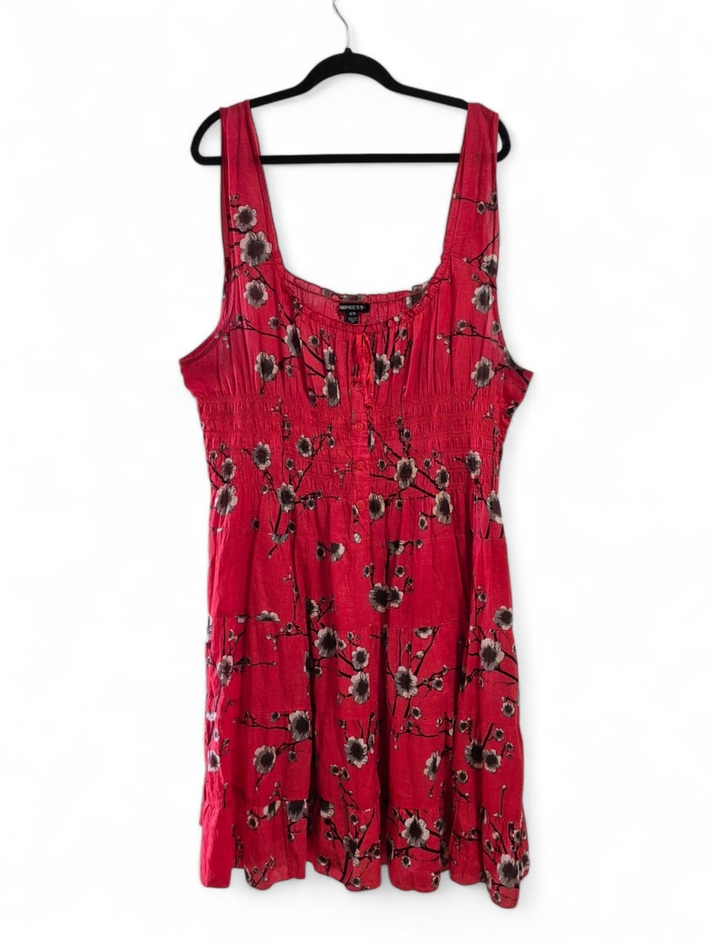 Impress Red Floral Semi Sheer Dress Size XL - Picture 2 of 7